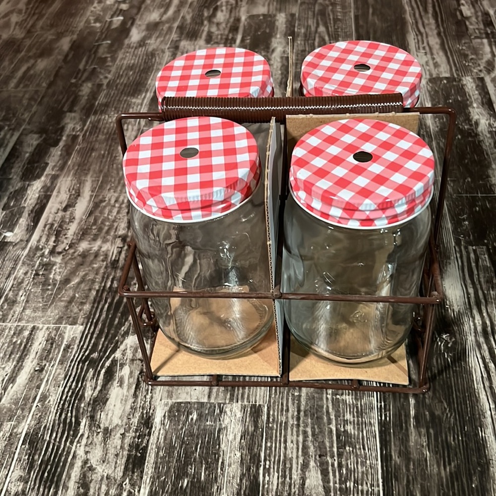 Artland Gingham Glass and Caddy Set - Picture 7 of 14